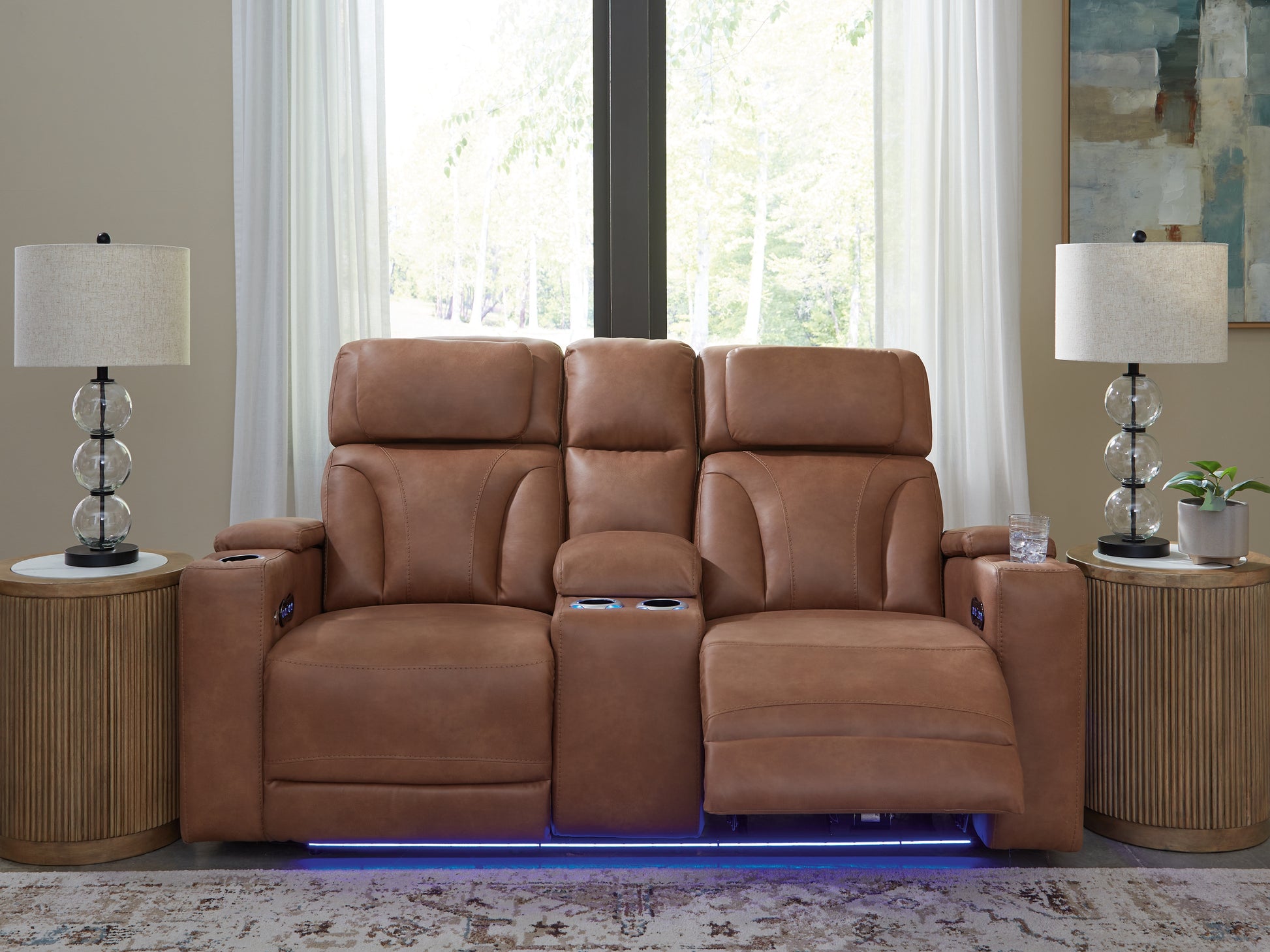 Myers Furniture Outlet - Ashley Furniture - Clean-Slate Living Room - PWR REC Sofa with ADJ Headrest / Caramel - PC5010115