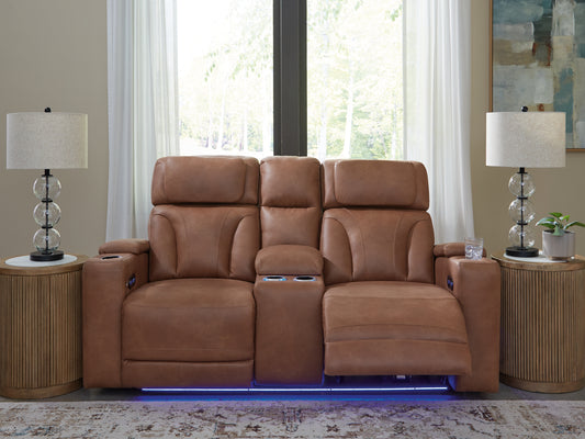 Myers Furniture Outlet - Ashley Furniture - Clean-Slate Living Room - PWR REC Sofa with ADJ Headrest / Caramel - PC5010115