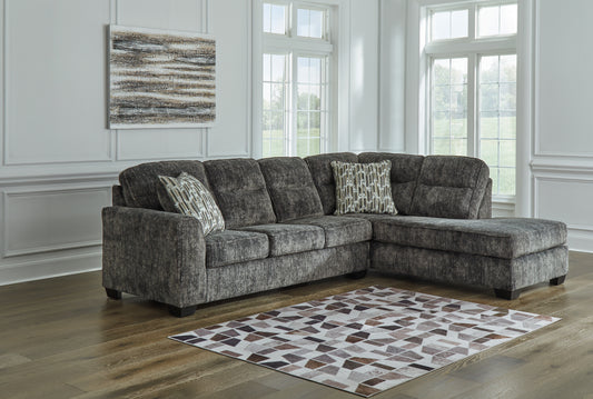 Myers Furniture Outlet - Ashley Furniture - Lonoke Sectional - LAF 2-Piece Sectional with Chaise / Gunmetal - 50504S2