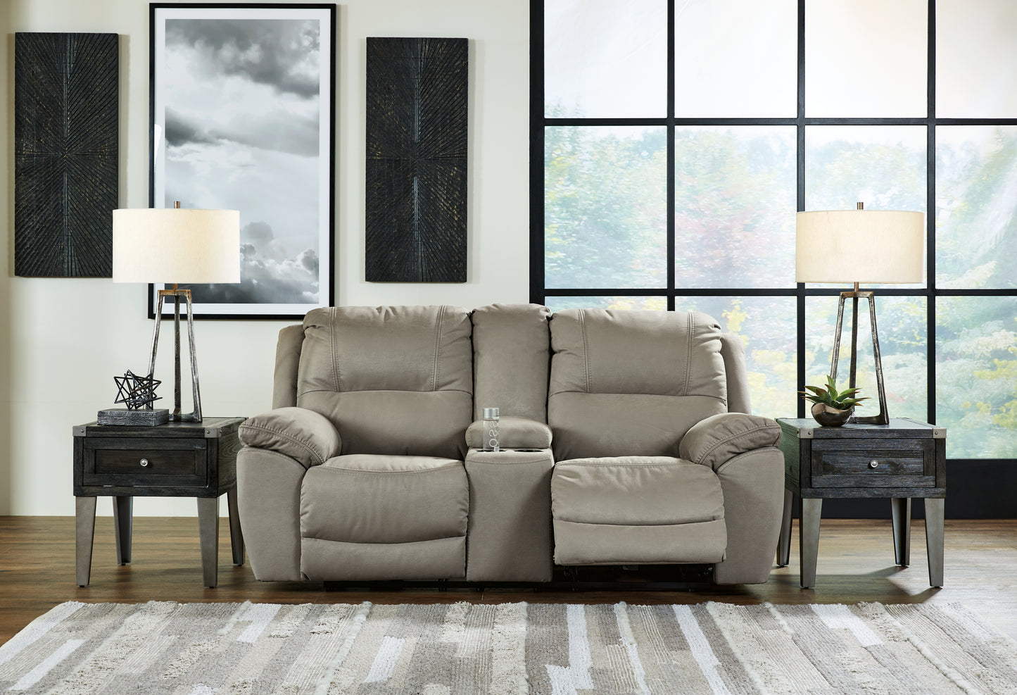 Myers Furniture Outlet - Ashley Furniture - Next-Gen Gaucho Living Room - DBL Rec Loveseat w/Console / Putty - 5420394
