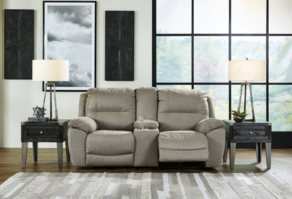 Myers Furniture Outlet - Ashley Furniture - Next-Gen Gaucho Living Room - DBL Rec Loveseat w/Console / Putty - 5420394