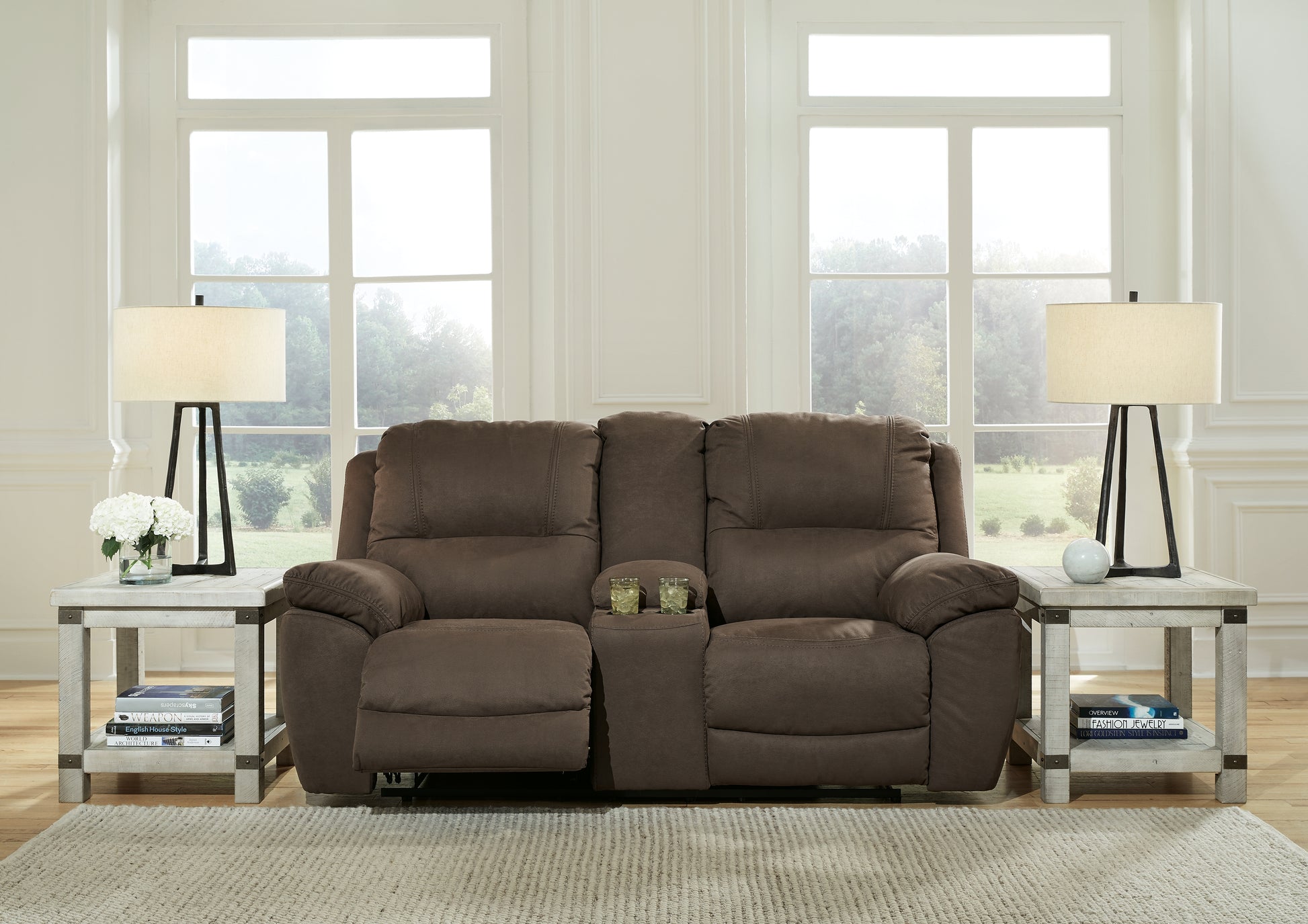 Myers Furniture Outlet - Ashley Furniture - Next-Gen Gaucho Living Room - DBL Rec Loveseat w/Console / Espresso - 5420494