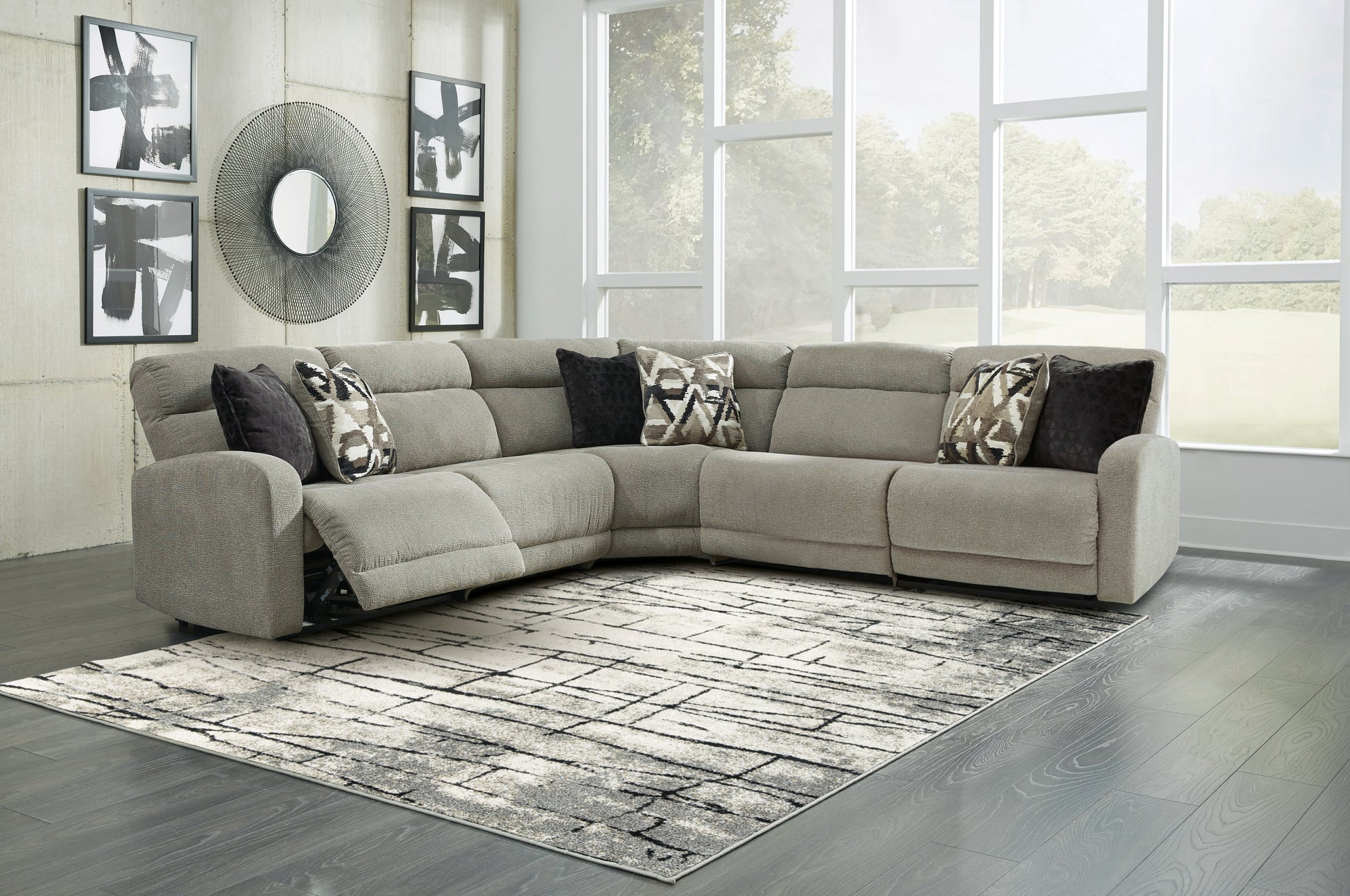 Myers Furniture Outlet - Ashley Furniture - Colleyville Sectional - 7-Piece Power Reclining Sectional with Chaise / Stone - 54405S32