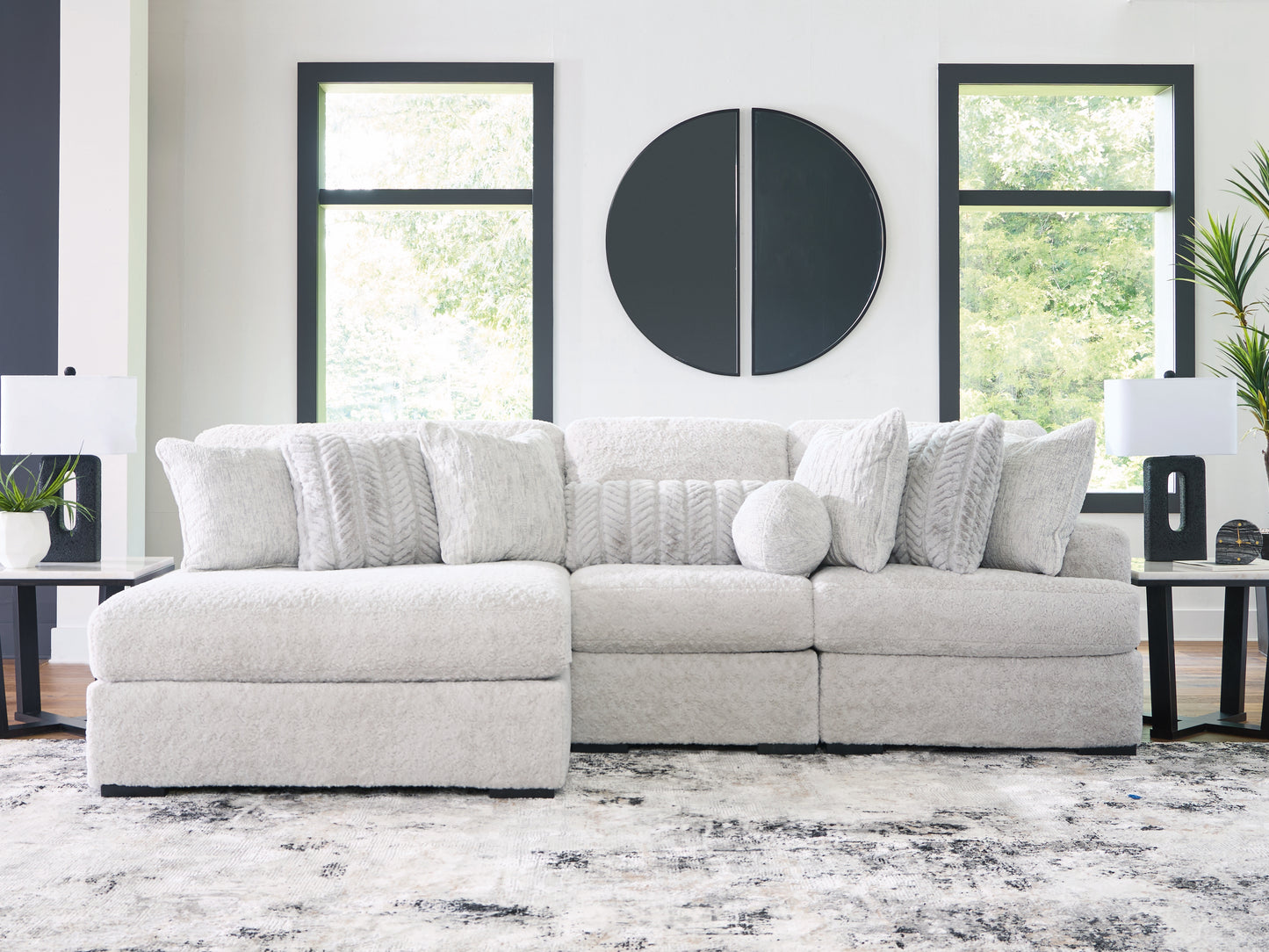 Myers Furniture Outlet - Ashley Furniture - Cuddle Plush Sectional - 3-Piece Sectional with Chaise / Arctic - PC59106S7