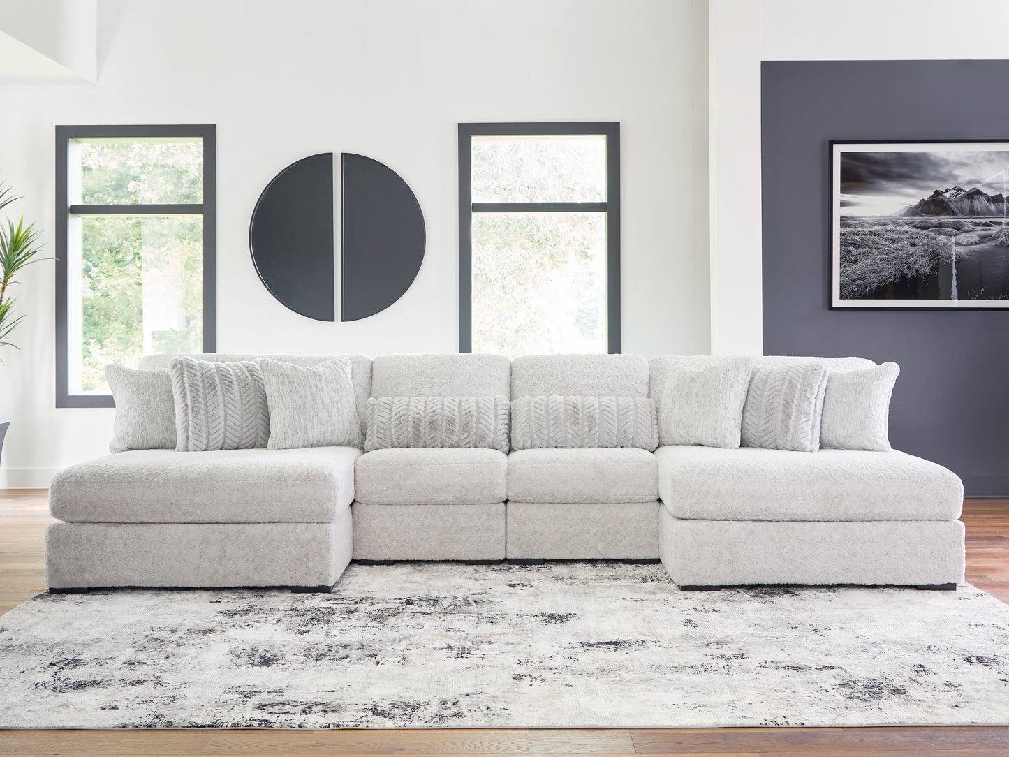 Myers Furniture Outlet - Ashley Furniture - Cuddle Plush Sectional - 4-Piece Sectional with Chaise / Arctic - PC59106S4