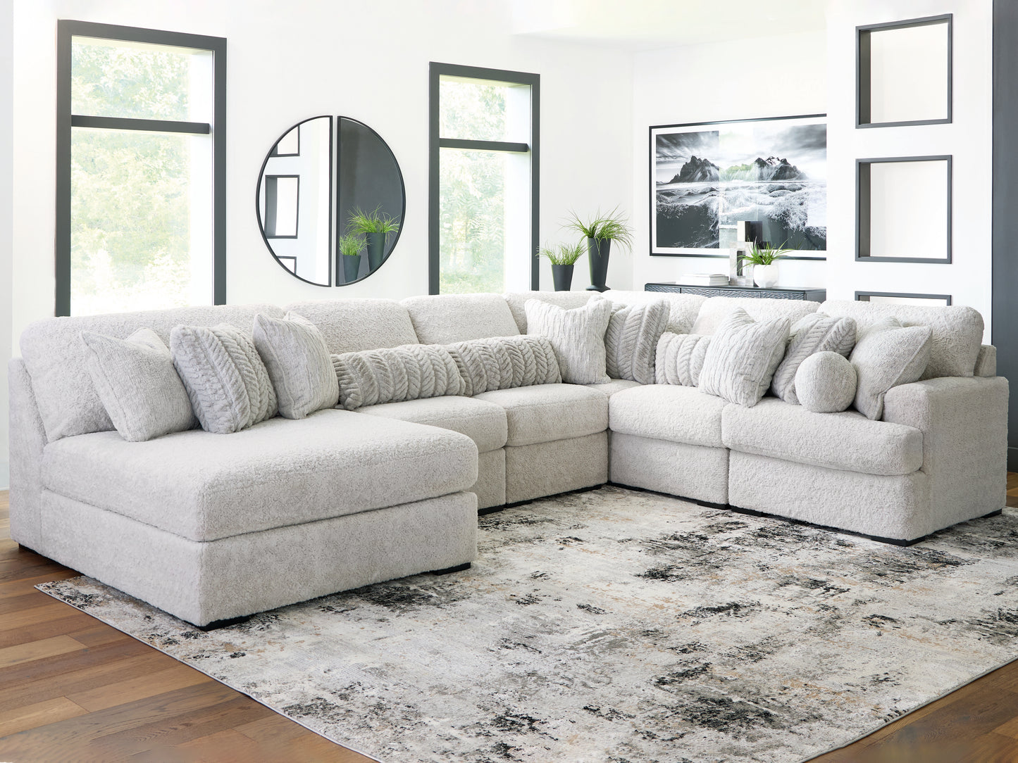 Myers Furniture Outlet - Ashley Furniture - Cuddle Plush Sectional - 6-Piece Sectional with Chaise / Arctic - PC59106S8