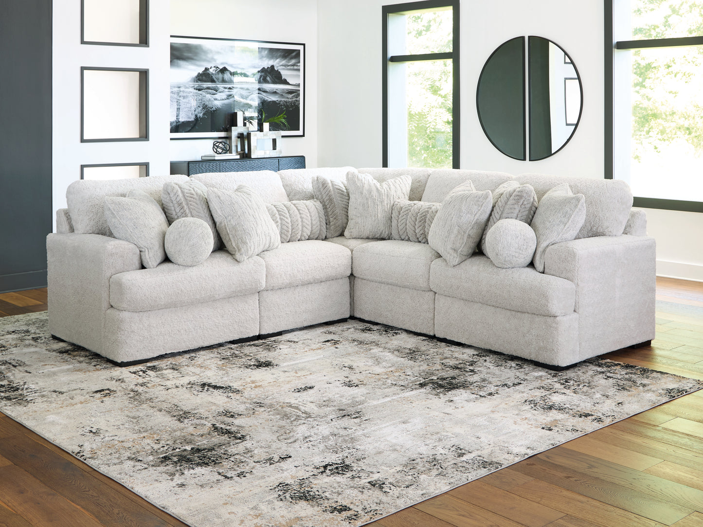 Myers Furniture Outlet - Ashley Furniture - Cuddle Plush Sectional - RAF 5-Piece Sectional / Arctic - PC59106S2