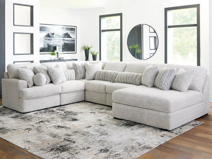 Myers Furniture Outlet - Ashley Furniture - Cuddle Plush Sectional - RAF 6-Piece Sectional with Chaise / Arctic - PC59106S3