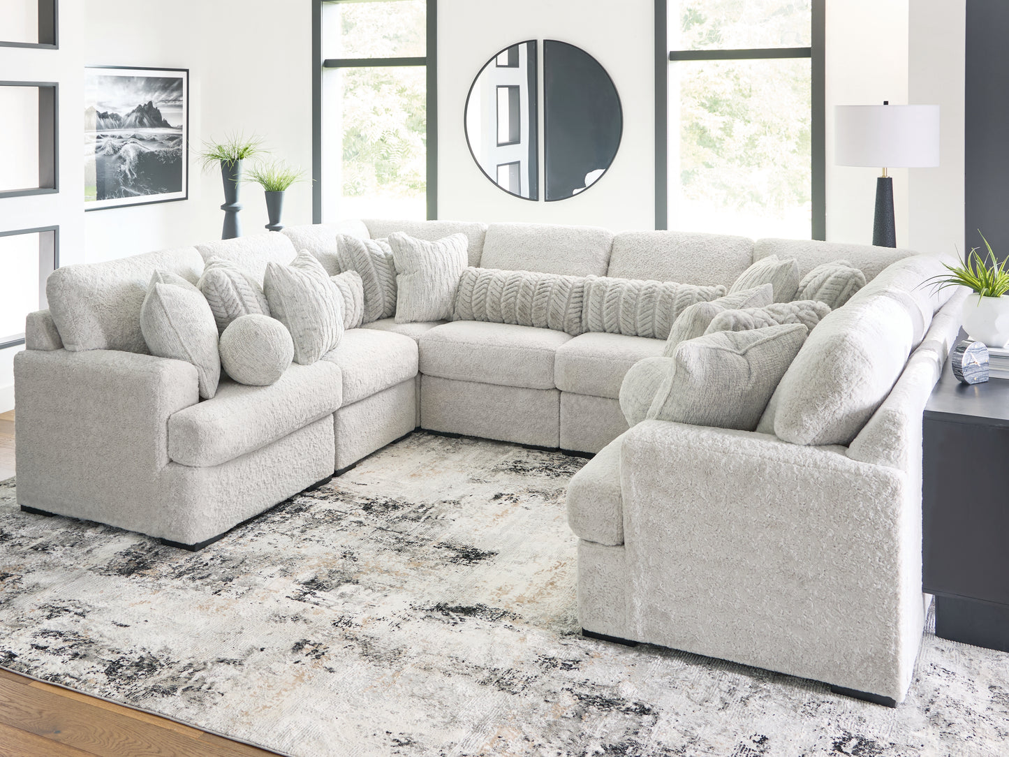 Myers Furniture Outlet - Ashley Furniture - Cuddle Plush Sectional - RAF 8-Piece Sectional / Arctic - PC59106S6