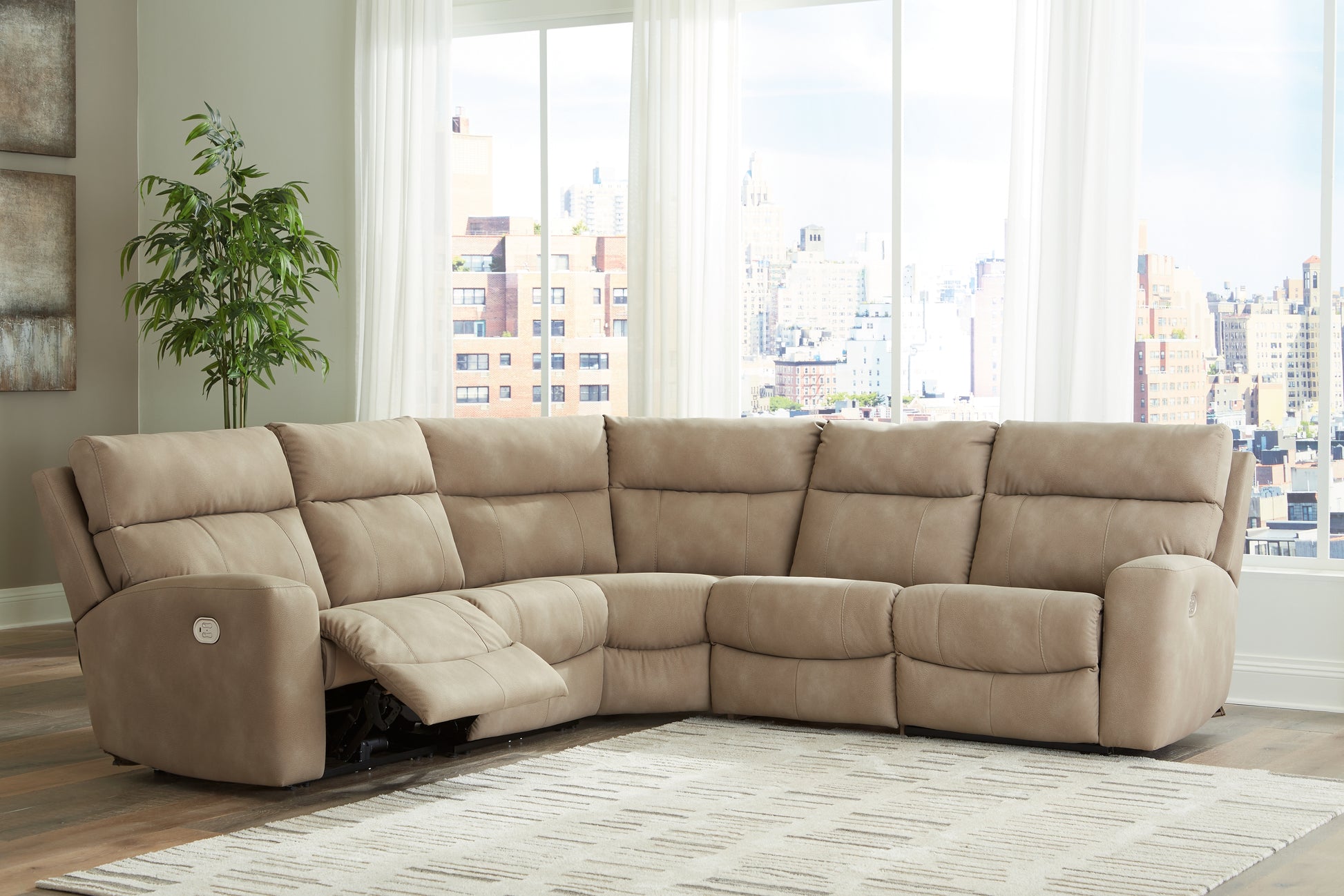 Myers Furniture Outlet - Ashley Furniture - Next-Gen DuraPella Sectional - 5-Piece Power Reclining Sectional / Sand - 61004S6