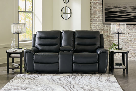Myers Furniture Outlet - Ashley Furniture - Warlin Living Room - PWR REC Loveseat/CON/ADJ HDRST / Black - 6110518