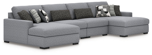 Myers Furniture Outlet - Ashley Furniture - Bealton Sectional - RAF 4-Piece Sectional with Double Chaise / Salt and Pepper - 61305S9