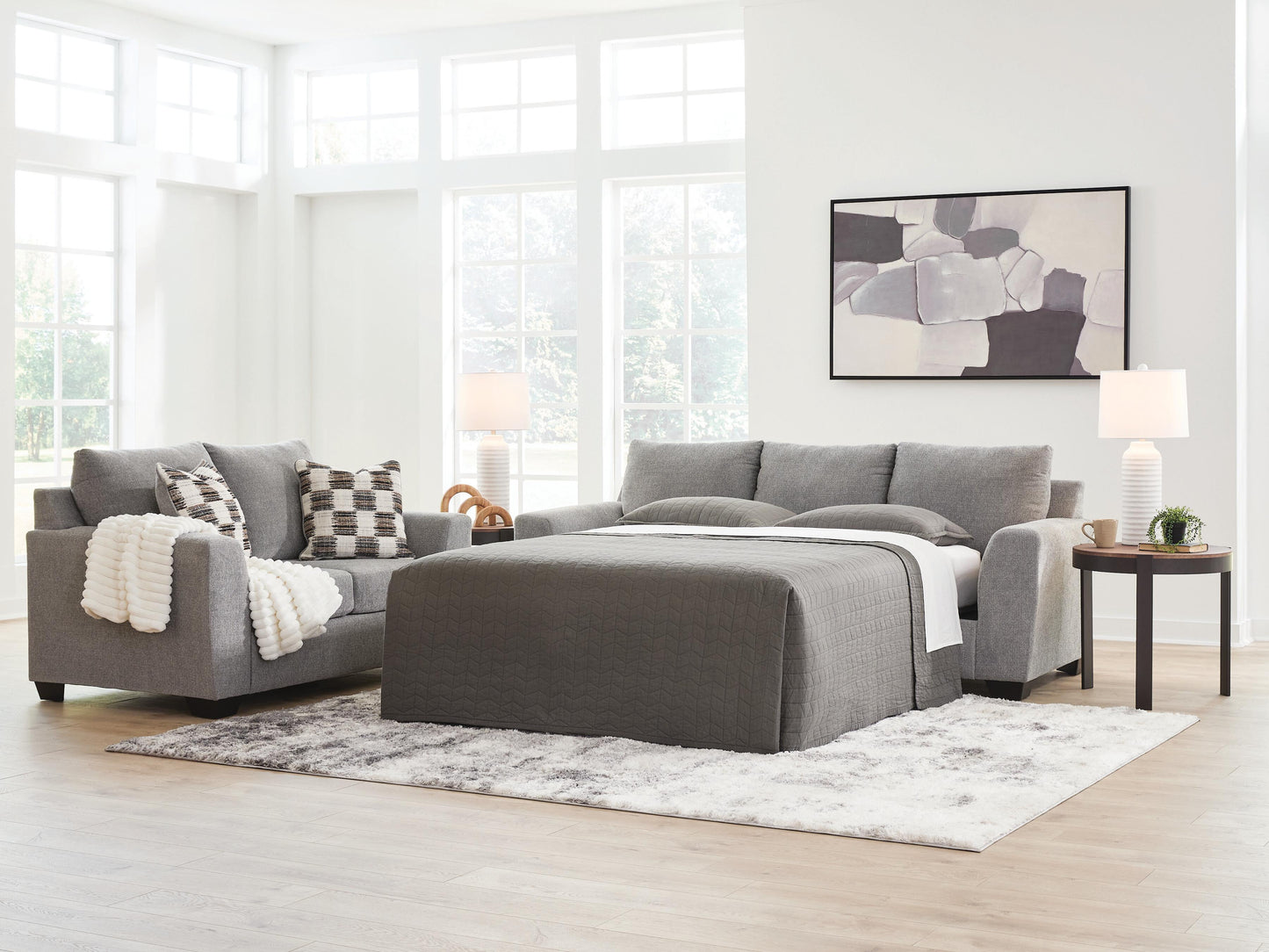 Myers Furniture Outlet - Ashley Furniture - Loreo Living Room - Queen Sofa Sleeper / Flint - 6310339
