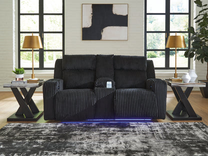 Myers Furniture Outlet - Ashley Furniture - Forest Lake Living Room - PWR REC Loveseat/CON/ADJ HDRST / Black - PC6420218