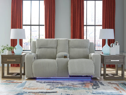 Myers Furniture Outlet - Ashley Furniture - Forest Lake Living Room - PWR REC Loveseat/CON/ADJ HDRST / Alloy - PC6420318