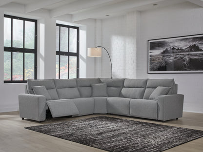 Myers Furniture Outlet - Ashley Furniture - ModMax II Sectional - 5-Piece Power Reclining Sectional / Salt and Pepper - 65906S8