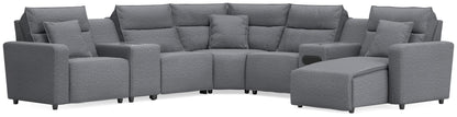 Myers Furniture Outlet - Ashley Furniture - ModMax II Sectional - 7-Piece Power Reclining Sectional with Chaise and Audio System / Salt and Pepper - 65906S45