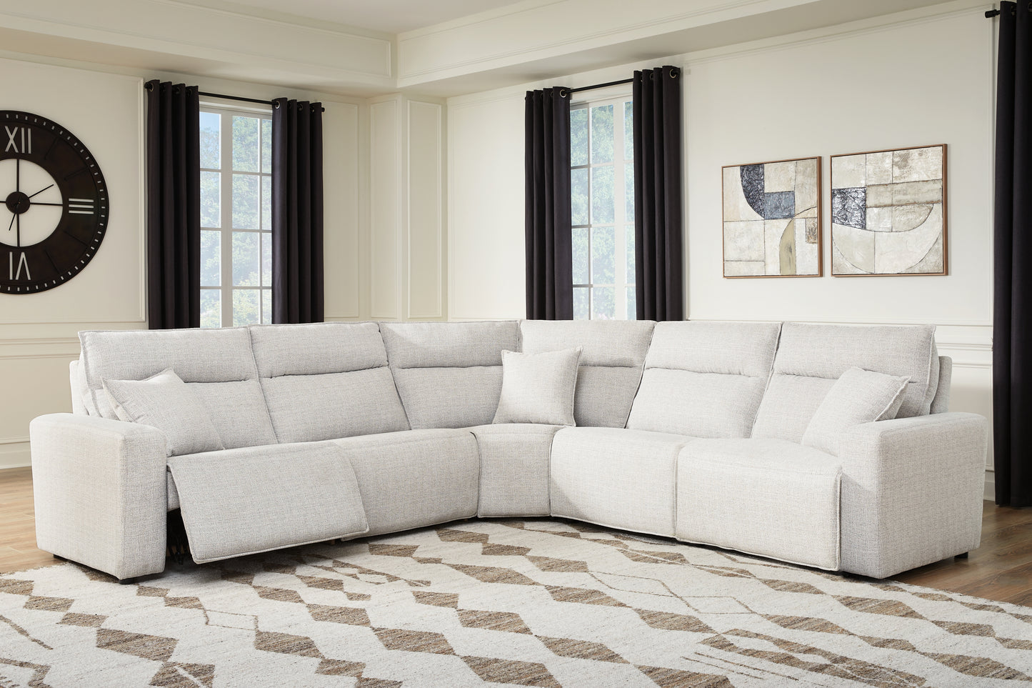 Myers Furniture Outlet - Ashley Furniture - ModMax II Sectional - 5-Piece Power Reclining Sectional / Stone - 65907S8