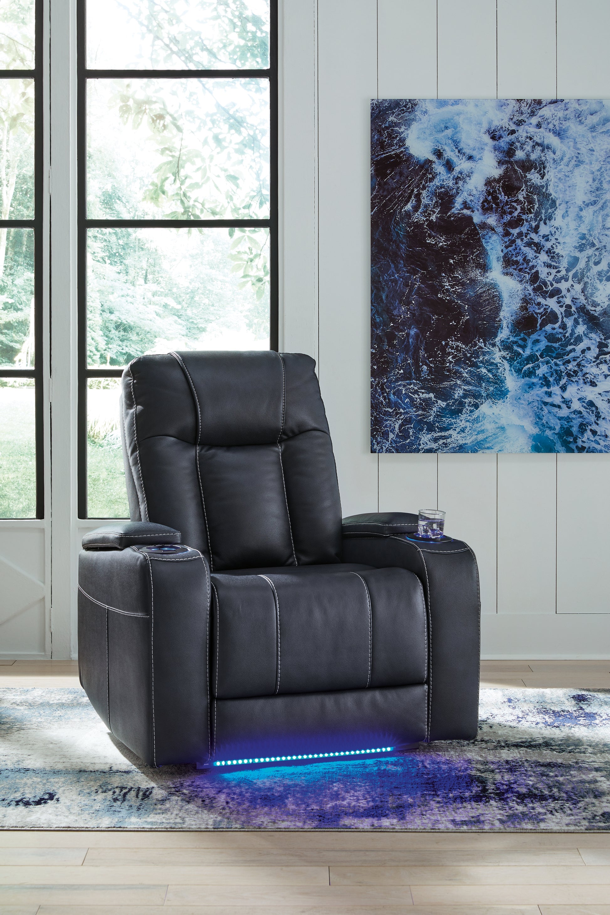 Myers Furniture Outlet - Ashley Furniture - Feazada Living Room - PWR Recliner/ADJ Headrest / Sapphire - 6620613
