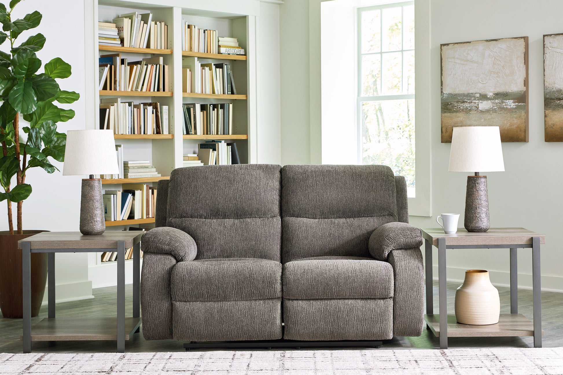 Myers Furniture Outlet - Ashley Furniture - Scranto Living Room - Reclining Loveseat / Brindle - 6650286