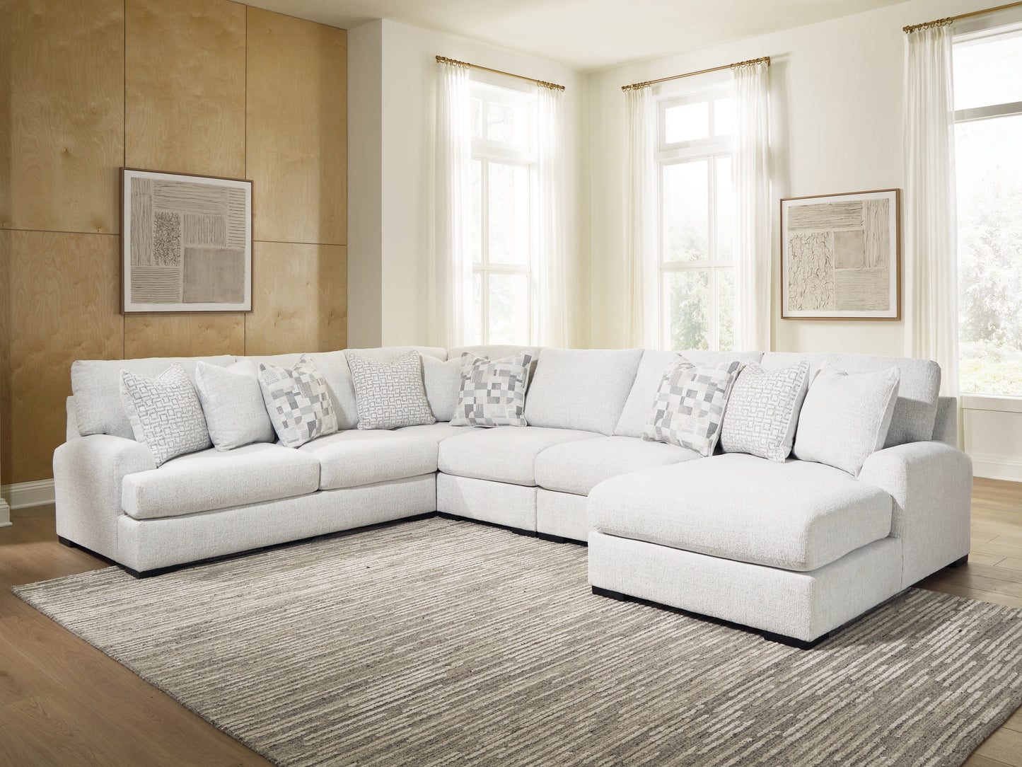Myers Furniture Outlet - Ashley Furniture - Misty-Lakes Sectional - 5-Piece Sectional with Chaise / Chalk - PC66906S11