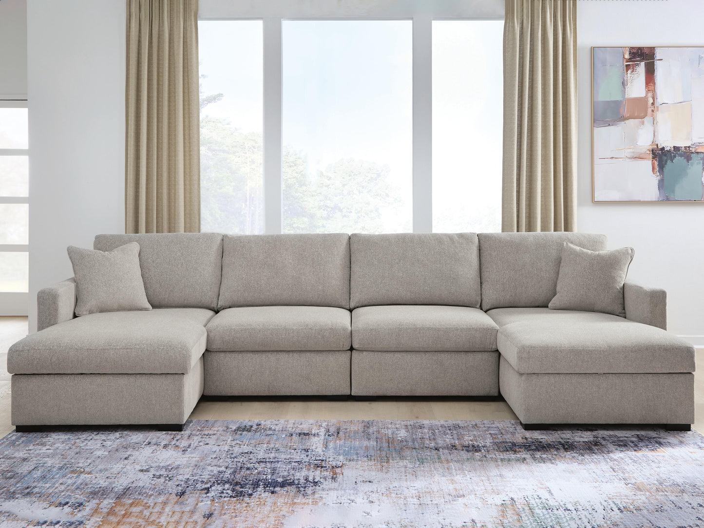 Myers Furniture Outlet - Ashley Furniture - ModMax Luxe Sectional - RAF 4-Piece Double Chaise Sectional / Flint - 68605S16