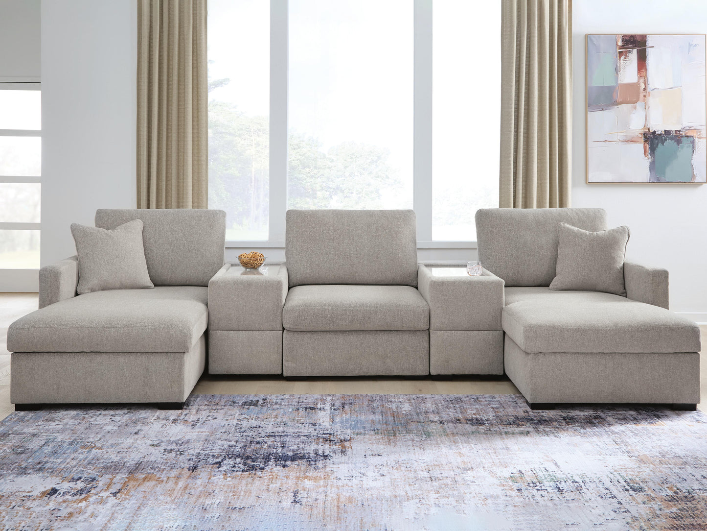 Myers Furniture Outlet - Ashley Furniture - ModMax Luxe Sectional - RAF 5-Piece Double Chaise Sectional with Storage Consoles - 68605S38