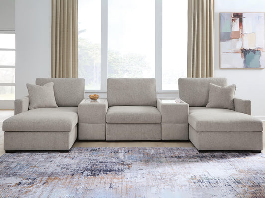 Myers Furniture Outlet - Ashley Furniture - ModMax Luxe Sectional - RAF 5-Piece Double Chaise Sectional with Storage Consoles - 68605S38