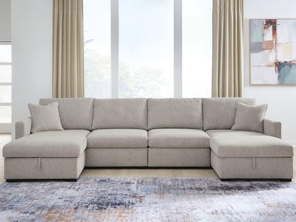 Myers Furniture Outlet - Ashley Furniture - ModMax Luxe Sectional - RAF 4-Piece Double Storage Chaise Sectional / Flint - 68605S62