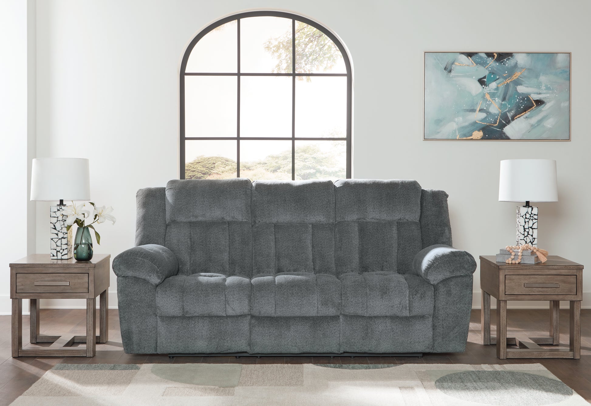 Myers Furniture Outlet - Ashley Furniture - Tip-Off Living Room - PWR REC Sofa with ADJ Headrest / Slate - 6930415