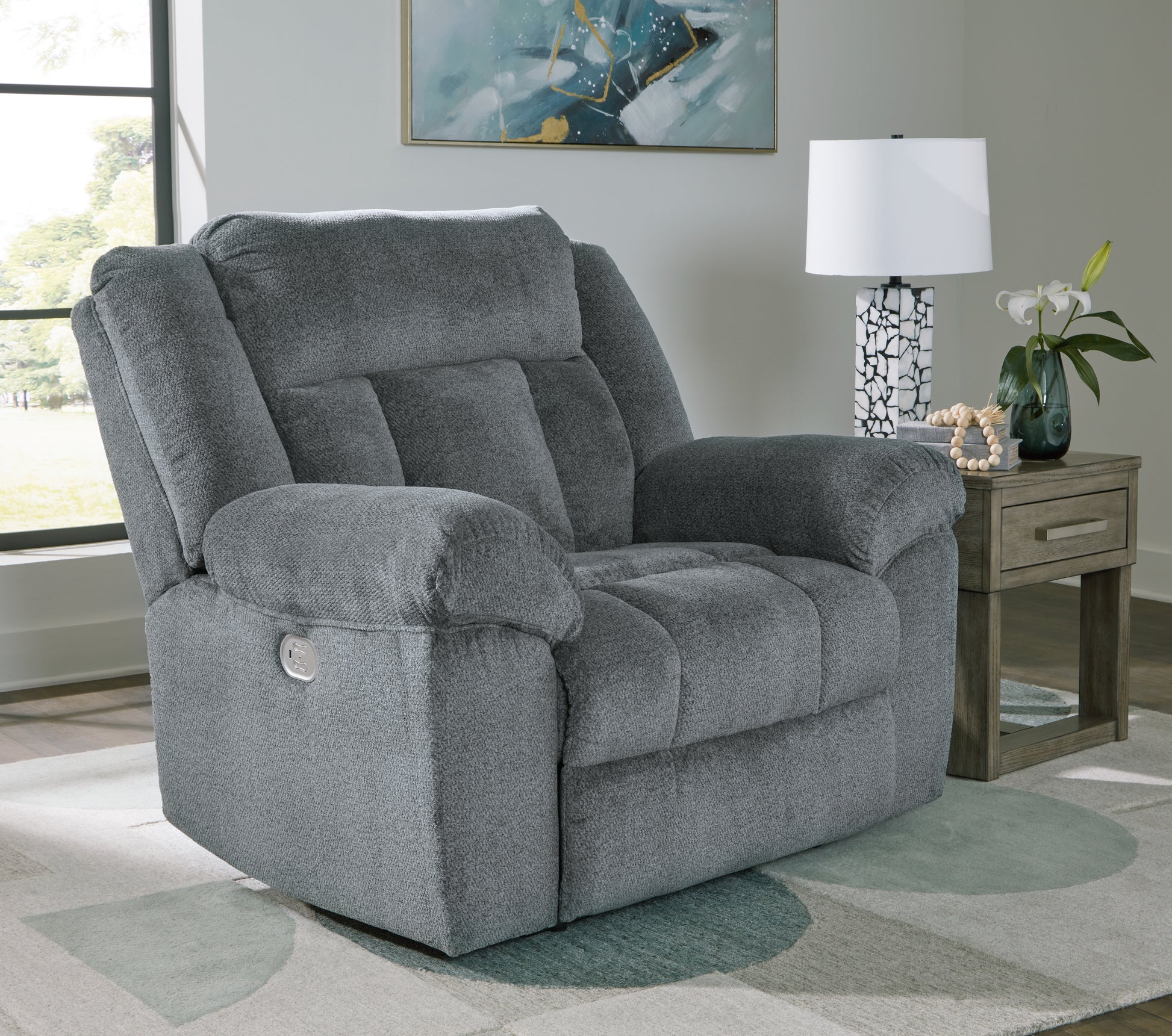 Myers Furniture Outlet - Ashley Furniture - Tip-Off Living Room - PWR Recliner/ADJ Headrest / Slate - 6930482