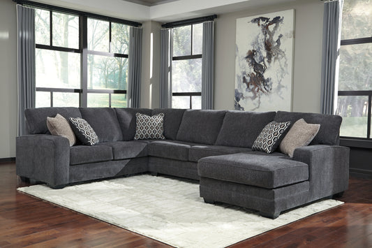 Myers Furniture Outlet - Ashley Furniture - Tracling Sectional - RAF 3-Piece Sectional with Chaise / Slate - 72600S1