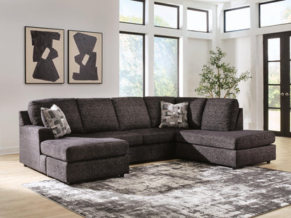 Myers Furniture Outlet - Ashley Furniture - Lentiz Sectional - LAF 2-Piece Sectional with Chaise / Onyx - PC73404S2