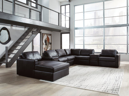 Myers Furniture Outlet - Ashley Furniture - ModMax II Sectional - RAF 8-Piece Sectional with Chaise and Audio Consoles / Black - 74305S47