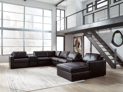 Myers Furniture Outlet - Ashley Furniture - ModMax II Sectional - RAF 8-Piece Sectional with Chaise and Storage Consoles / Black - 74305S42