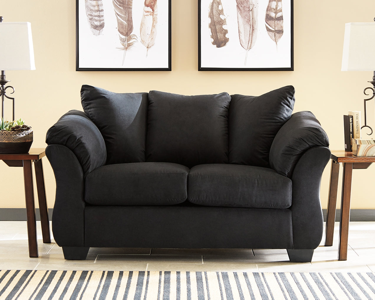 Myers Furniture Outlet - Ashley Furniture - Darcy Living Room - Loveseat / Black - 7500835