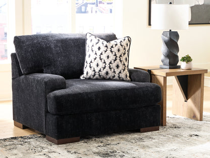 Myers Furniture Outlet - Ashley Furniture - Whitmore Manor Living Room - Chair and a Half / Black Pearl - 8040423