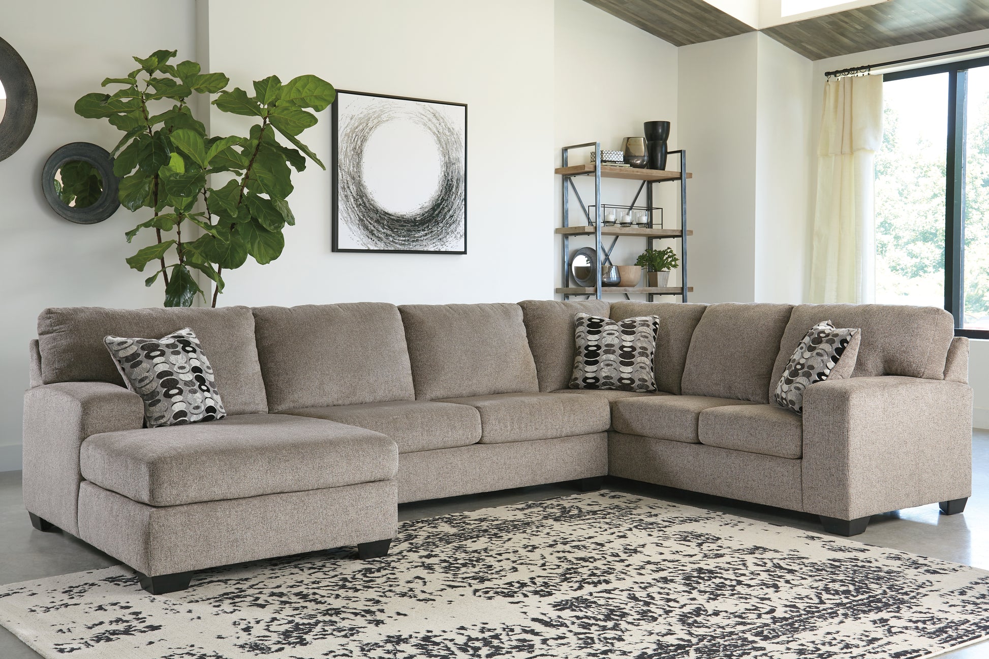 Myers Furniture Outlet - Ashley Furniture - Ballinasloe Sectional - RAF 3-Piece Sectional with Chaise / Platinum - 80702S1