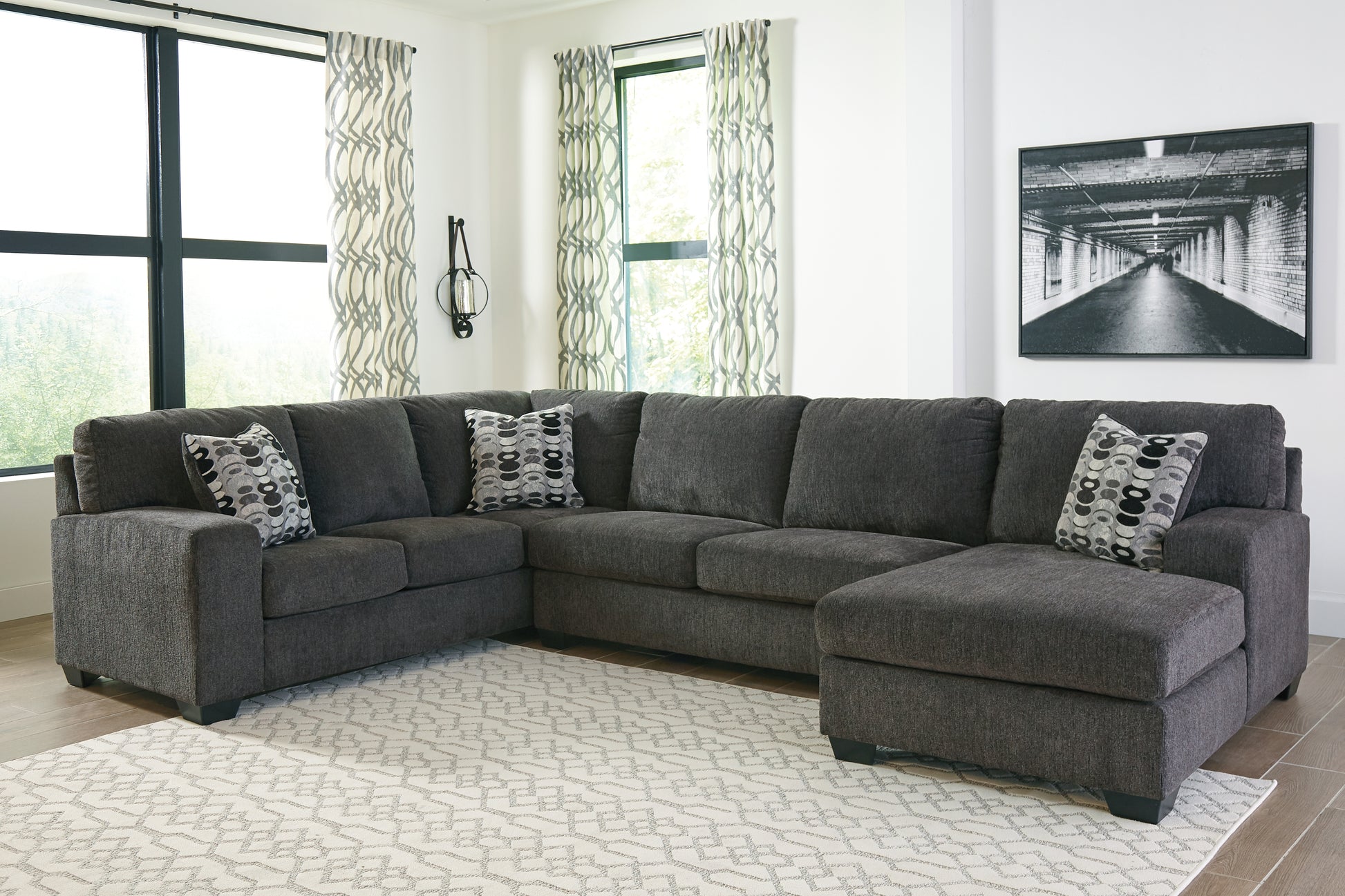 Myers Furniture Outlet - Ashley Furniture - Ballinasloe Sectional - LAF 3-Piece Sectional with Chaise / Smoke - 80703S2