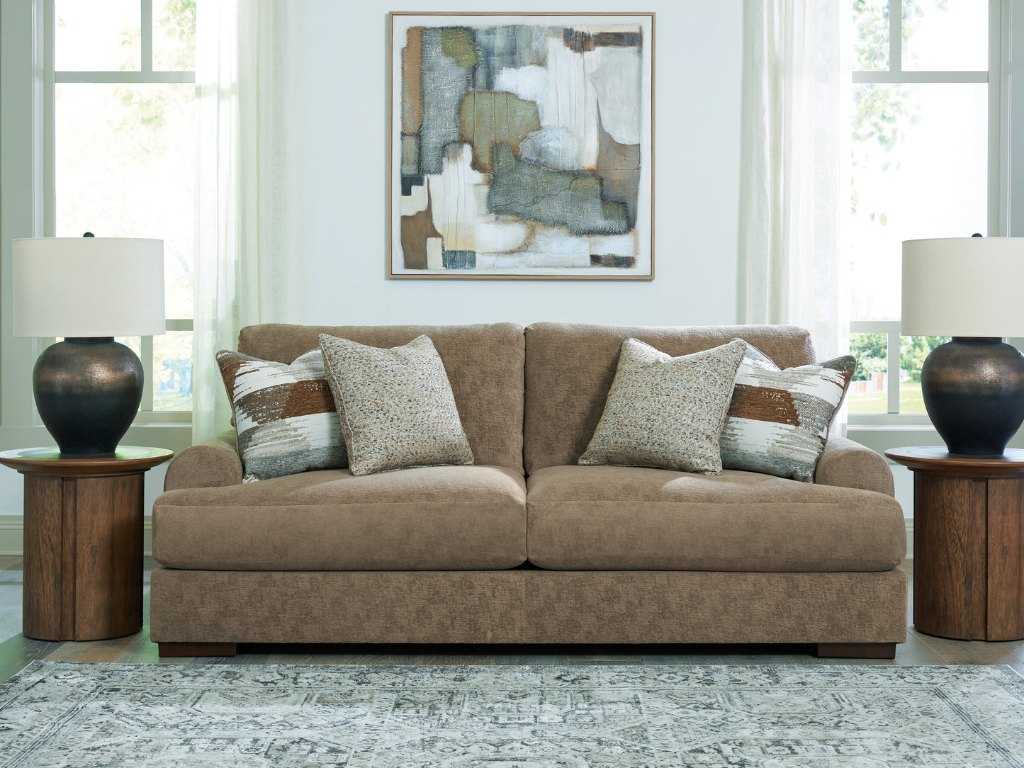 Myers Furniture Outlet - Ashley Furniture - Jayne Park Living Room - Sofa / Pecan - PC8150538