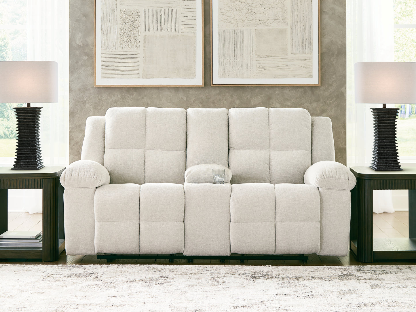 Myers Furniture Outlet - Ashley Furniture - Orlen Living Room - DBL Rec Loveseat w/Console / Winter - 8160294