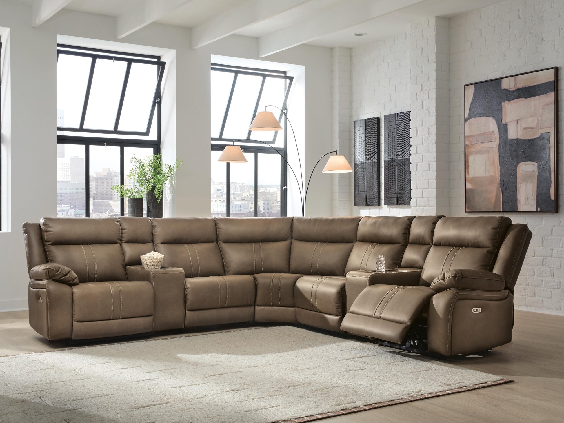 Myers Furniture Outlet - Ashley Furniture - Max-Momentum Sectional - 7-Piece Power Reclining Sectional with Audio Consoles - PC82305S8