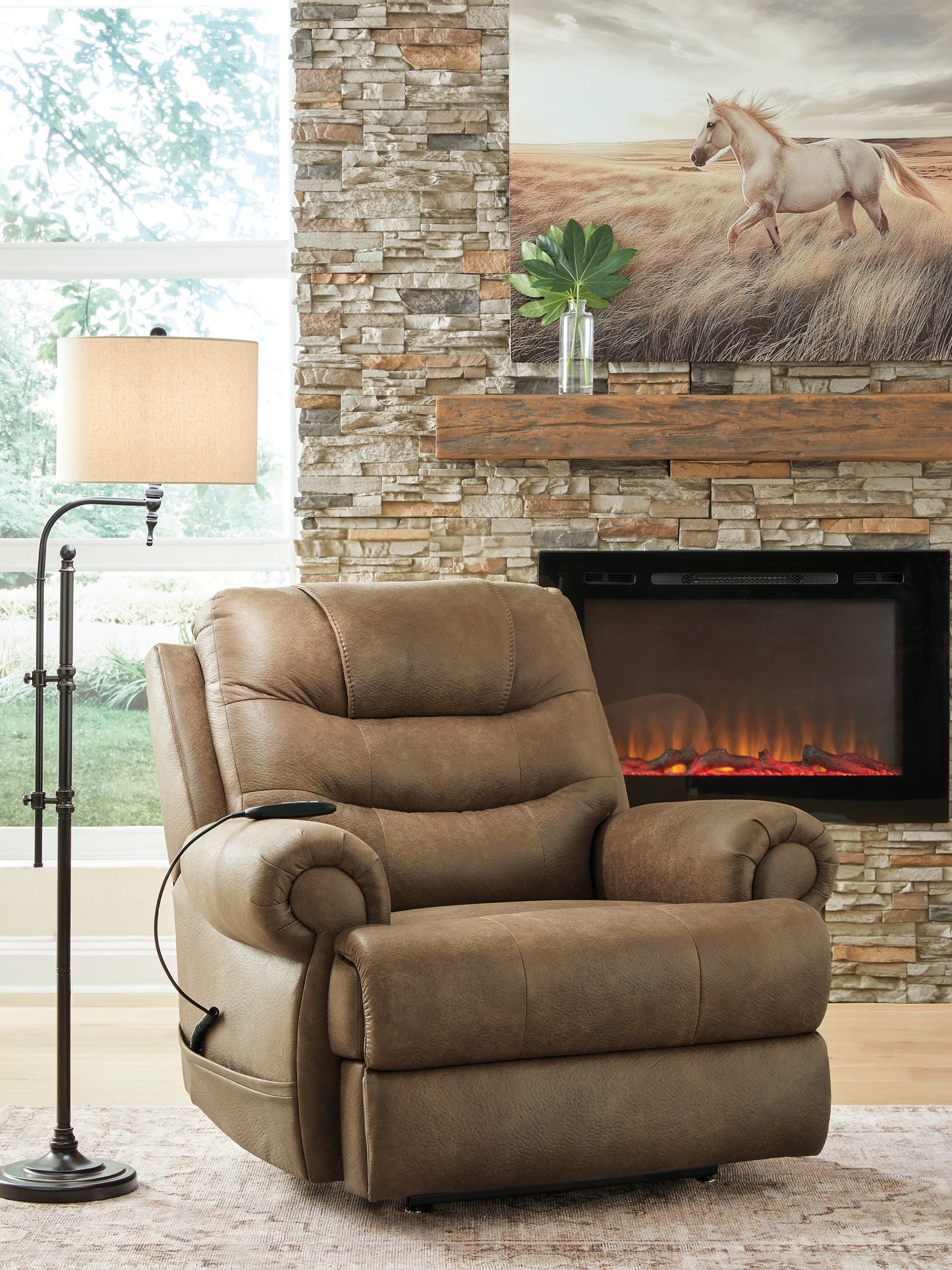 Myers Furniture Outlet - Ashley Furniture - Revived and Restored Living Room - Power Lift Recliner / Earth - PC8240712