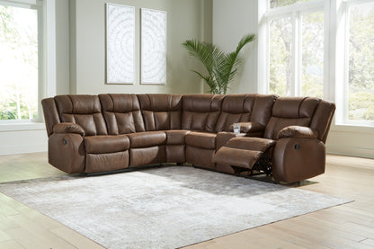 Myers Furniture Outlet - Ashley Furniture - Trail Boys Sectional - 2-Piece Reclining Sectional / Walnut - 82703S1