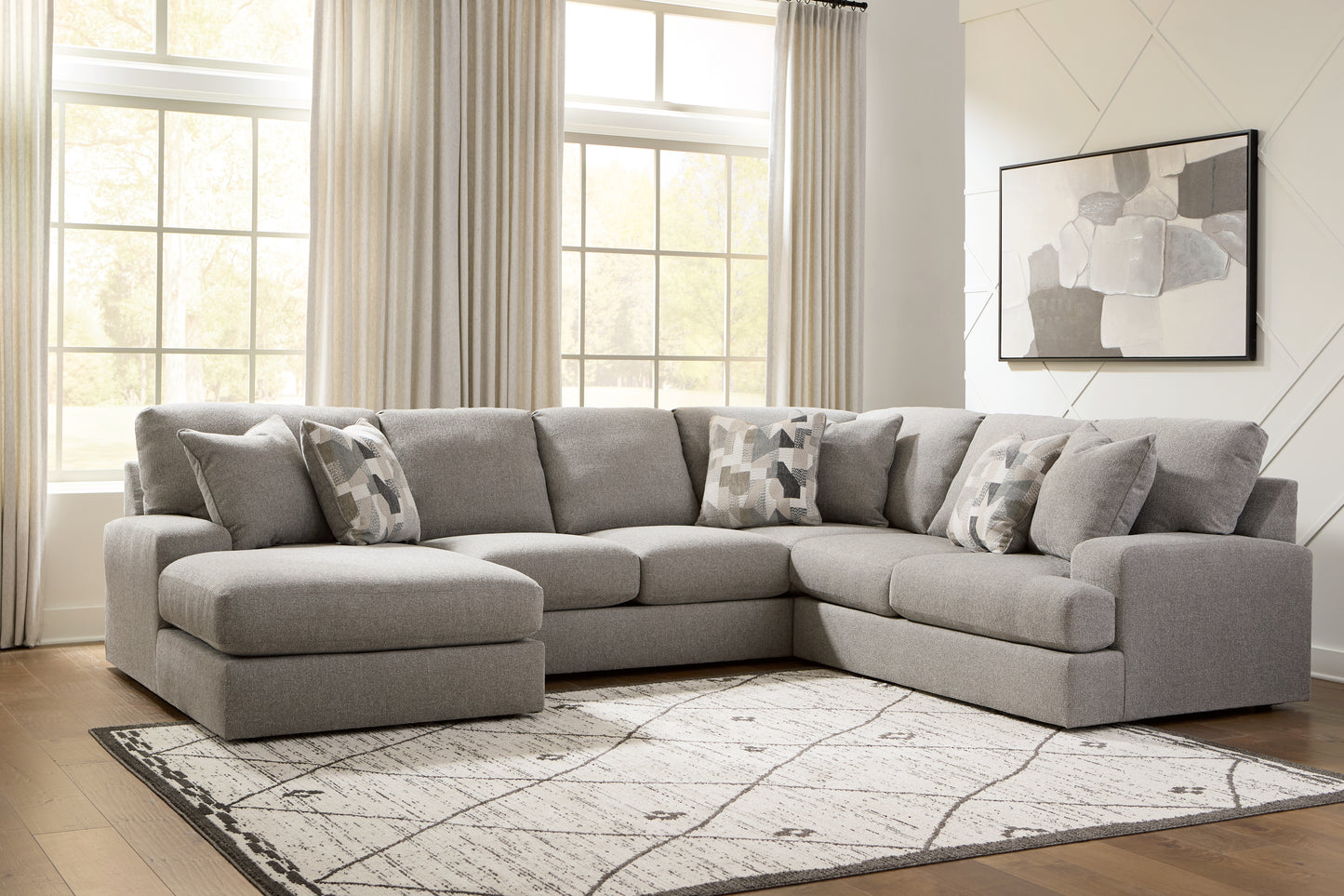 Myers Furniture Outlet - Ashley Furniture - Lindon Sectional - RAF 3-Piece Sectional with Chaise / Smoke - 84704S3