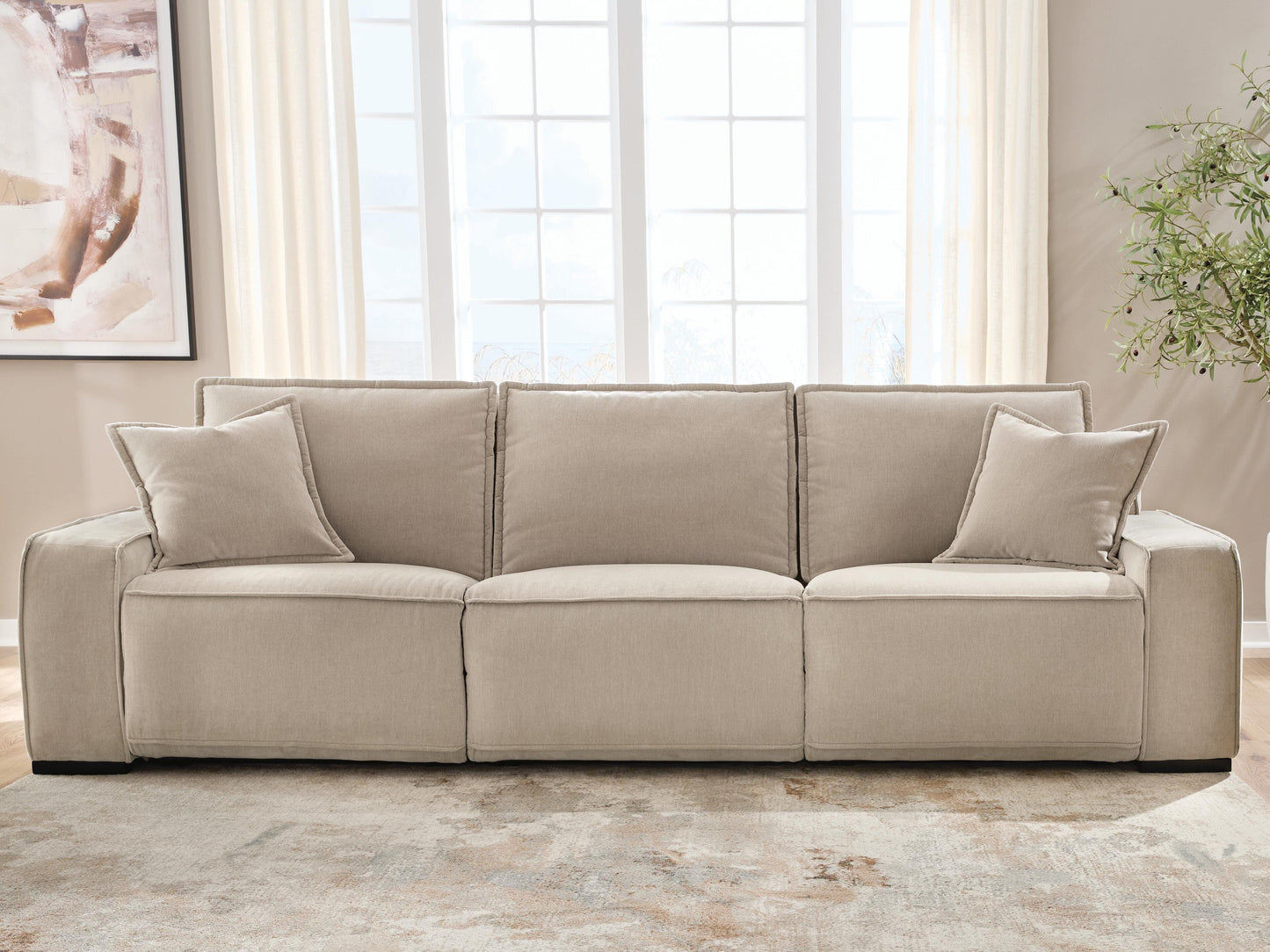 Myers Furniture Outlet - Ashley Furniture - Carceri Sectional - 3-Piece Power Sectional Reclining Sofa / Cashmere - 87003S3