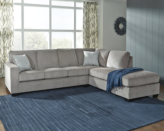 Myers Furniture Outlet - Ashley Furniture - Altari Sectional - RAF 2-Piece Sleeper Sectional with Chaise / Alloy - 87214S4