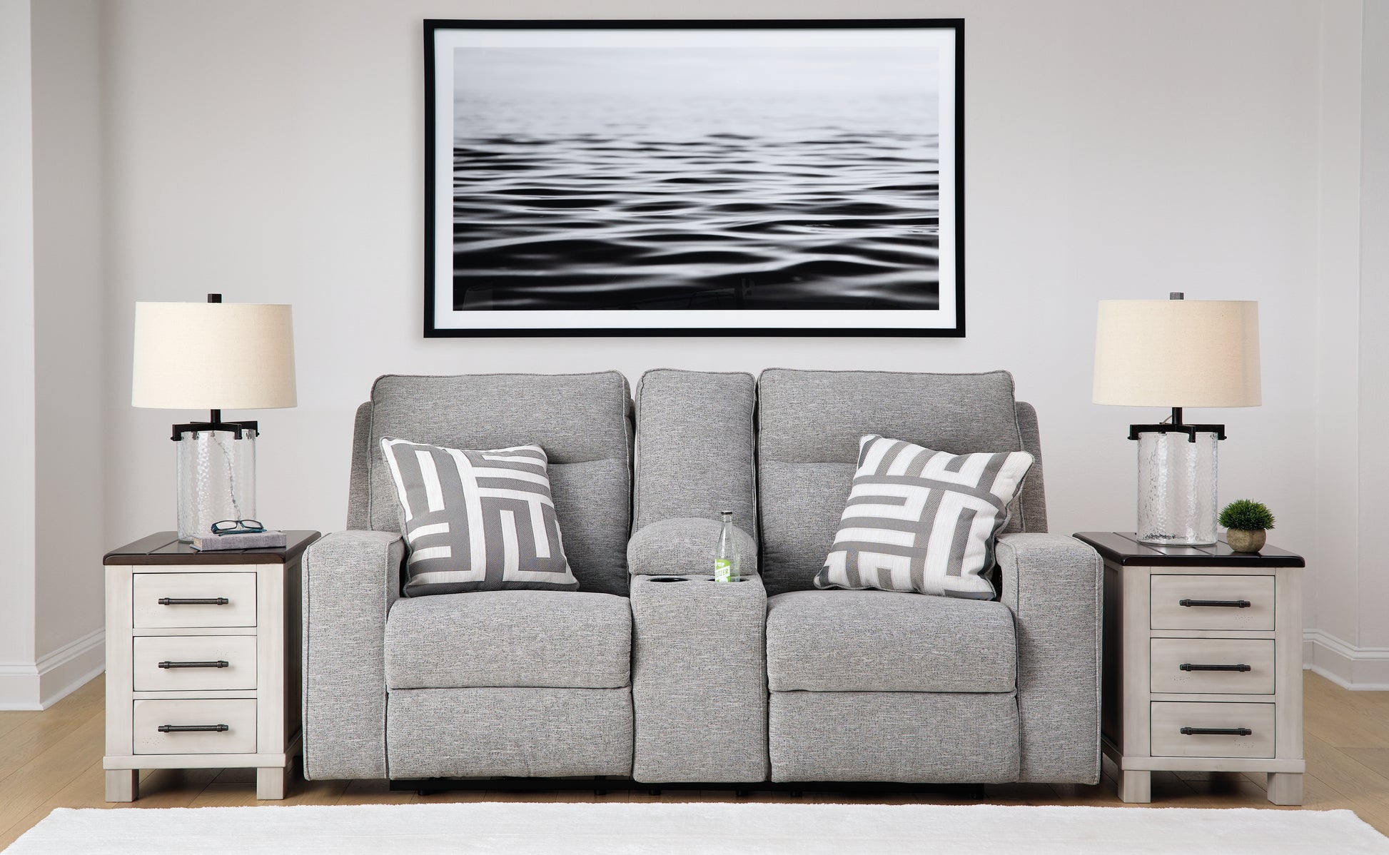 Myers Furniture Outlet - Ashley Furniture - Biscoe Living Room - PWR REC Loveseat/CON/ADJ HDRST / Pewter - 9050318