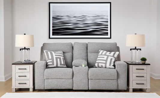 Myers Furniture Outlet - Ashley Furniture - Biscoe Living Room - PWR REC Loveseat/CON/ADJ HDRST / Pewter - 9050318