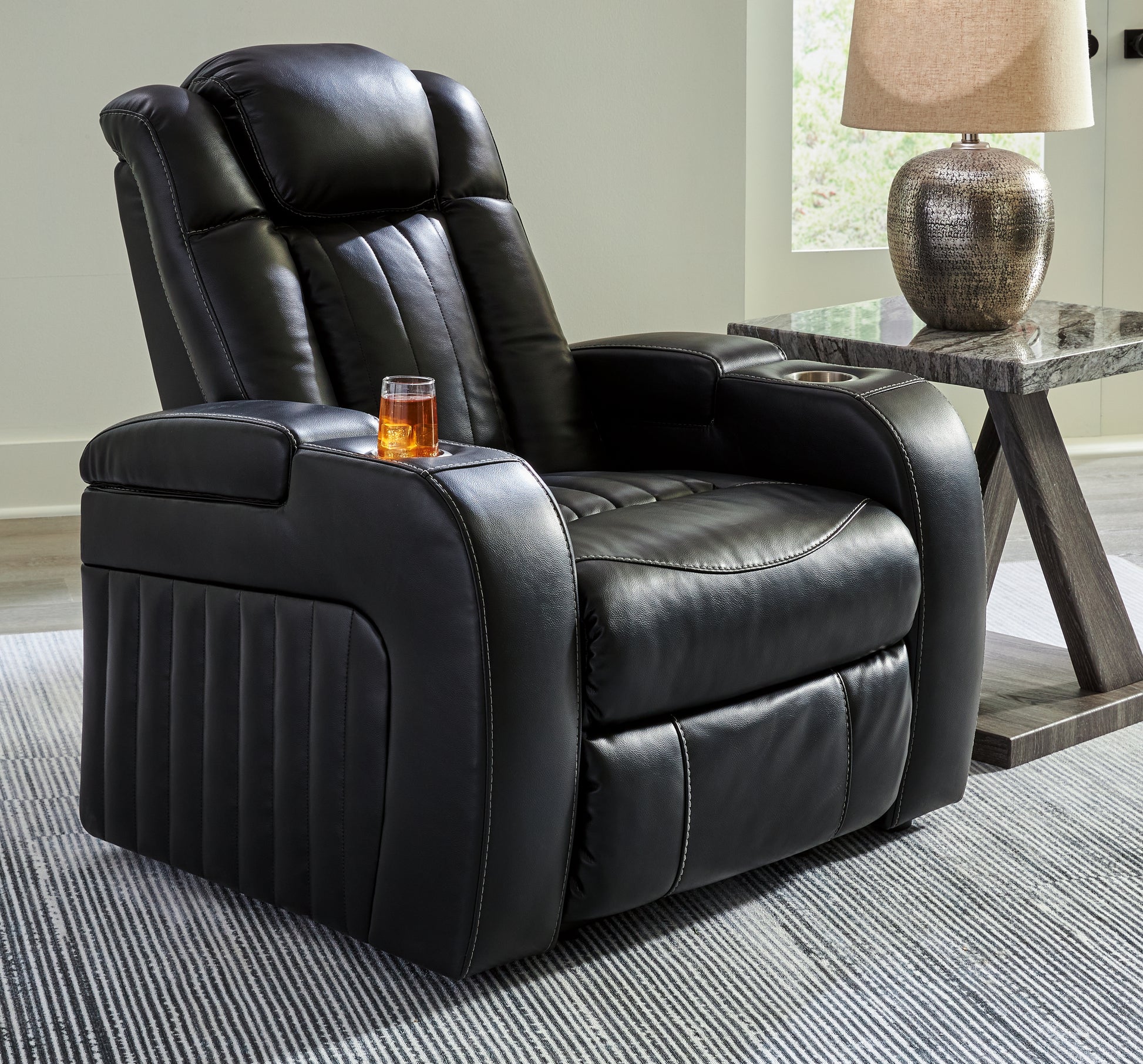 Myers Furniture Outlet - Ashley Furniture - Caveman Den Living Room - PWR REC Loveseat/CON/ADJ HDRST / Midnight - 9070318